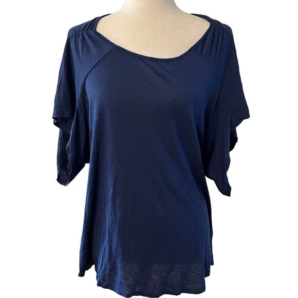Revolve LA Made Womens Small Pullover Top Navy Blue Short Sleeve Boat Neck NWT - Picture 2 of 10